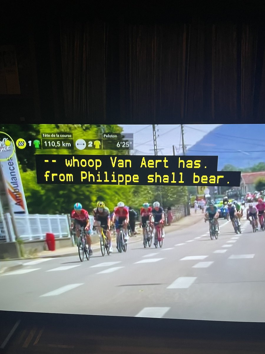 SouthernHoax's tweet image. When the subtitles missed it by that much 👌🏼 @WoutvanAert @PhilippeGilbert #sbstdf #asksbstdf #cycling #funny