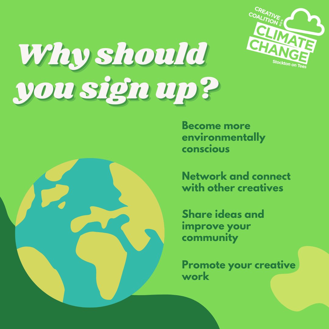 What are you waiting for? If you're a creative living or working in the borough of Stockton on Tees, join the Creative Coalition for Climate Change and help make the world a better place. The link is in our bio 😎🌻