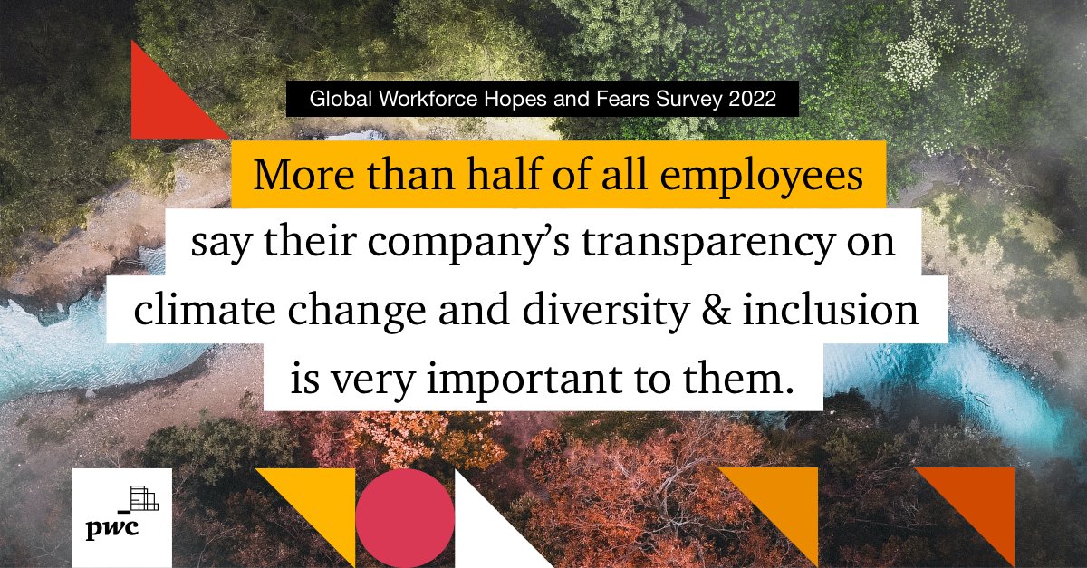 Employees are demanding greater transparency from their companies on their #ESG performance. But what ESG areas do workers feel are the most important? Find out in our Global #Workforce Hopes and Fears Survey. pwc.com/gx/en/issues/w…