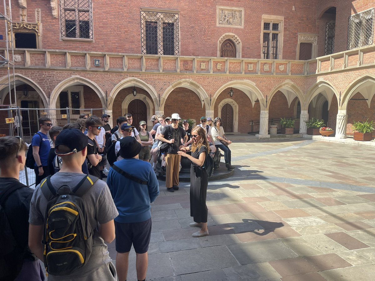 IGSphilosophy's tweet photo. Walking tour this morning. Lovely weather. Keeping well hydrated and shaded. @Ilkleygrammar #teamIGS #Krakow22 https://t.co/uT5Z5Ql2cl