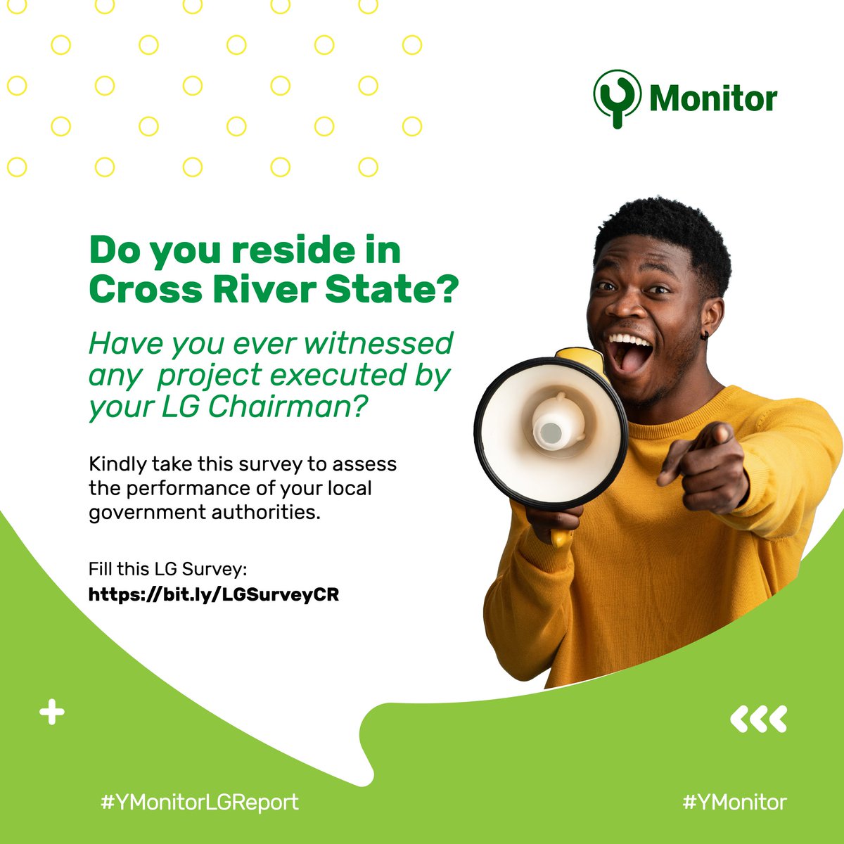 ymonitorng's tweet photo. Have you ever seen any project executed by your LG Chairman?
Do you think funds allocated to your Local Government are being used effectively?
Let us know your thoughts by taking the survey today!
Visit https://t.co/NptAdgWiuY to take the survey today.
#YMonitorLGReport https://t.co/kx7XxAGKxX