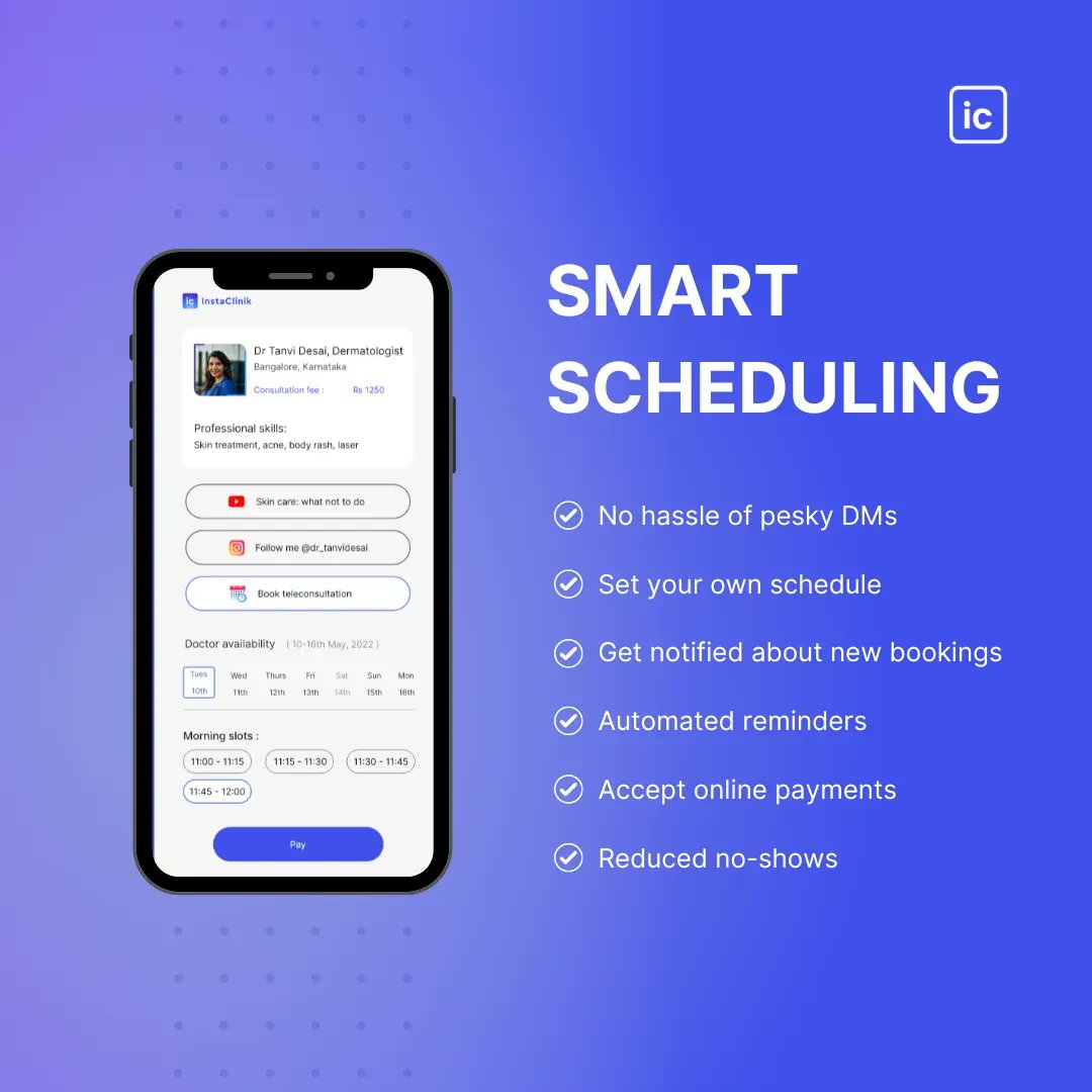 instaclinik's tweet photo. InstaClinik provides feature-rich smart scheduling that streamlines your appointment bookings and manages all your scheduling woes.
#scheduling #planner #scheduler #scheduleaconsultation #teleconsultation #instaclinik #unlockhealth #digitalpractice #LinkInBio #clinicinbio https://t.co/CwpEGArsNf