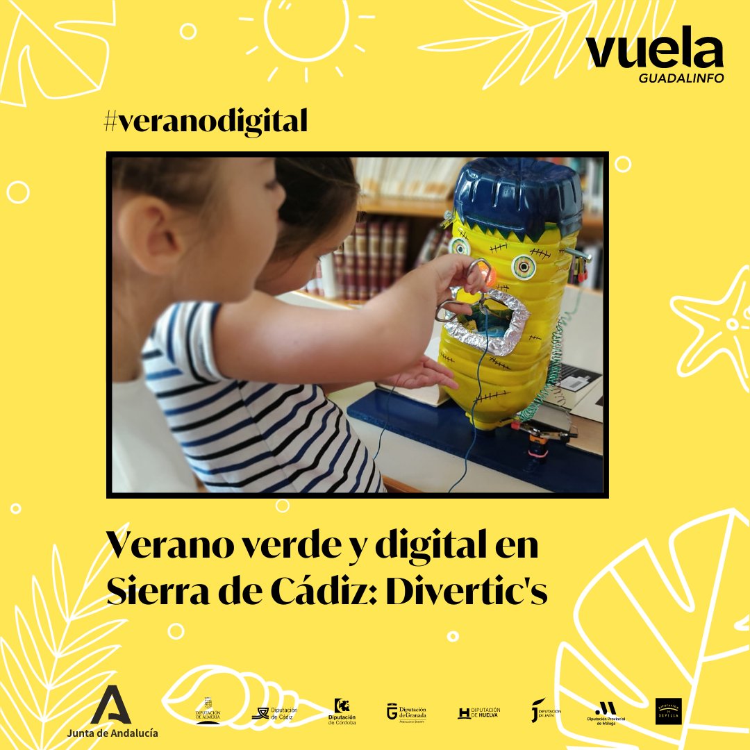 😎🌐♻️Escolares de #SierradeCádiz viven una gran aventura #sostenible en su #veranodigital

🤖📱🌳Retos y #aplicaciones online, #robótica, juegos y #reciclaje para aprender #economíacircular

🟡 Divertic's 2022 #Cádiz #VuelaGuadalinfo 👉 bit.ly/3IVzsew