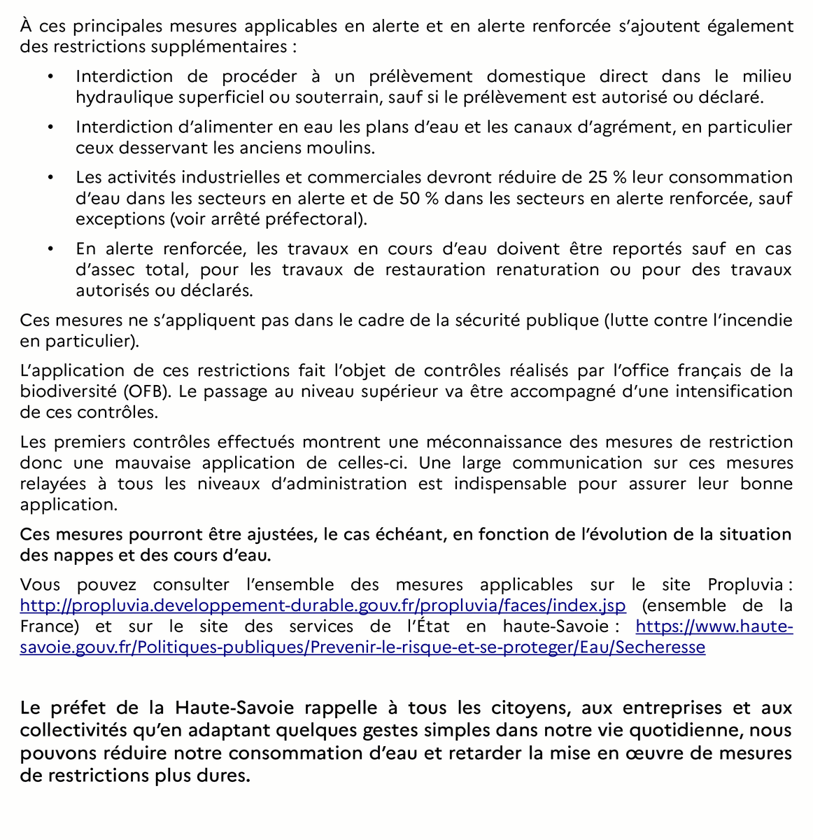 Prefet74's tweet photo. La #sécheresse s'intensifie en #HauteSavoie : A compter de ce jour, le département est placé en alerte renforcée à l'exception de l'Arve amont qui passe en alerte. L'eau est précieuse, préservons la !
Infos sur les restrictions d'usage à respecter ➡️ https://t.co/0ZukBsNOwF https://t.co/98YvFub9iP