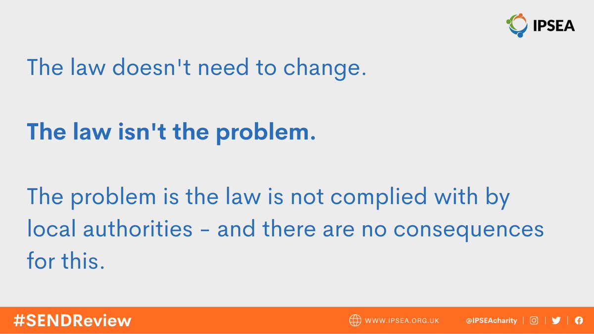 IPSEAcharity's tweet photo. 1/2 The system is currently failing many children and young people with SEND – not because of a lack of clear expectations or legal duties, but because the law is not followed or effectively enforced. https://t.co/zwFCde1Qgm