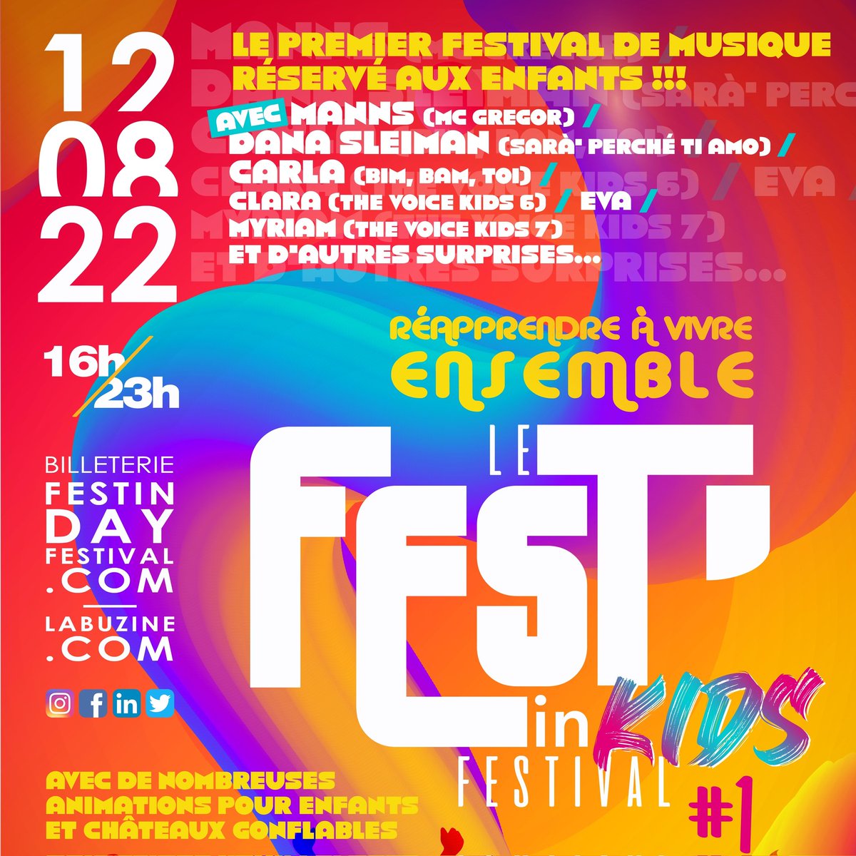 HamadiSidney's tweet photo. Le fest'in kids festival le 1er festival de musique uniquement réservé aux enfants @labuzine a Marseille le 12 août 🥳🎉
#cyrilhanouna #festival #kids @marseillemairie #mairie1112 https://t.co/jbNzJKG8fc