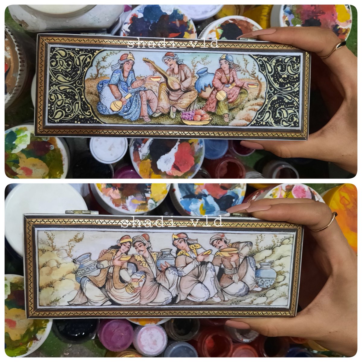 shadi_vld's tweet photo. GA fam❤️ How's everything going?😃
I was working on my new artworks "feasting miniature style" and YES they're finally done✅️🤩💛
I'm REALLY into my paints specially those mixing ones🎨🥰
#miniaturepainting #feasting #Iranianstyle #miniaturestyle #handdrawn #handpainted https://t.co/hagBiGT9gd
