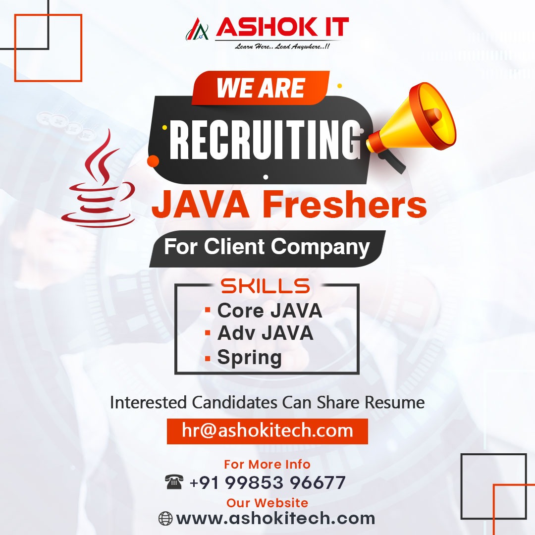 ashokitschool's tweet image. 👉 Send Resume To: hr@ashokitech.com
🌐 Visit : ashokitech.com
👉 Join In Whatsapp Group: bit.ly/3tkwtWU
👉 Join Us In Telegram : bit.ly/3iP2KyA
📞 Contact Us : wa.me/+919985396677
#javafreshers #placement #recruitment #jobs #ashokit
