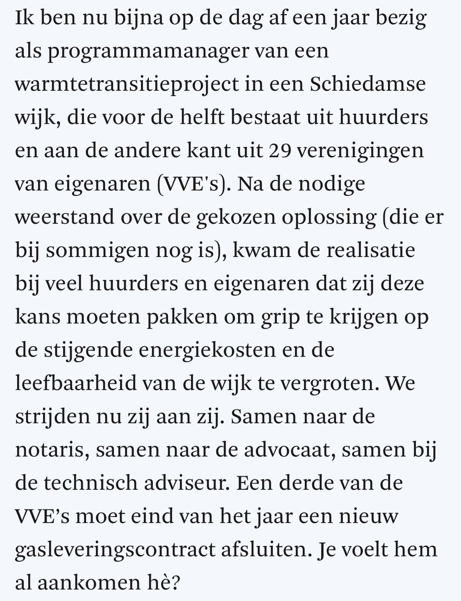 Wat een goed en idealistisch genuanceerd verhaal van <a href="/LaetitiaOuillet/">Laetitia Ouillet</a>. En uit deze passage over <a href="/NweEnergieSDAM/">Nieuwe Energie voor Schiedam</a> blijkt wel dat energietransitie gaat over het leefbaar en betaalbaar houden van kwetsbare wijken. Niks radicaliseren: visie!
