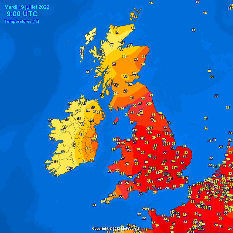 MarkVogan's tweet photo. Just after 10am and both Cambridge and Heathrow are reporting 34C. #temperaturewatch #heatwatch #heatwave https://t.co/S2qLvmSy8T