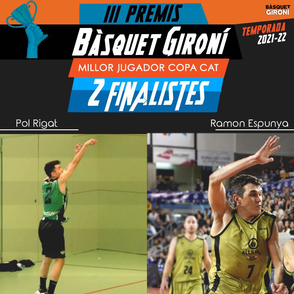 🏆 Els 2 FINALISTES a MILLOR JUGADOR GIRONÍ DE #CopaCatBQ 2021/22 son:
🏀 <a href="/polrigat5/">Pol Rigat Fulcarà</a> per la seva temporada al <a href="/VGBasquet/">VedrunaGràciaBàsquet</a>.
🏀 @Siso_7 per la seva temporada al <a href="/CbCiutatVella/">CB.CIUTAT VELLA</a>.
 📲 Teniu 24h per votar a IG Stories i Twitter, aquí sota!👇