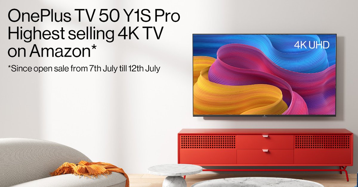 OnePlus_IN's tweet image. The #OnePlusTV 50Y1S Pro becomes the highest selling 4K on @amazonIN. To everyone who made the smarter choice, we thank you! 

#SmarterTVSmarterChoice