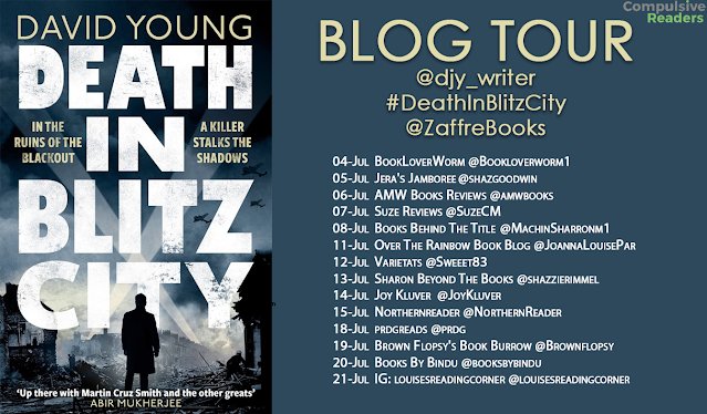 Welcome to my stop on the @Tr4cyF3nt0n #CompulsiveReaders  #BlogTour for the gripping wartime thriller #DeathInBlitzCity by @djy_writer @ZaffreBooks

In the ruins of the blackout, a killer stalks the shadows...

brownflopsy.blogspot.com/2022/07/death-…