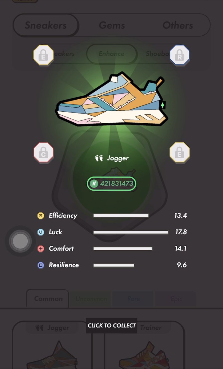 YukiFan17's tweet photo. @Stepnofficial First green shoes coming from enhancement 👟 https://t.co/eCIQ2cW6I7