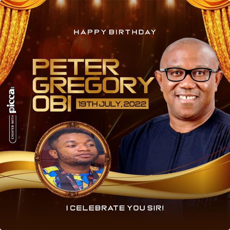 piccahub1's tweet photo. Peter Obi is 61 today! Happy birthday, sir.

If he is your preferred choice as the next President of Nigeria, create your own Picca and celebrate him today!🎈🥳

Reply this thread with your own Picca. Use the link below to create yours!
https://t.co/ylfr2UDxZ0
#july19th https://t.co/ehBVsj1CCs