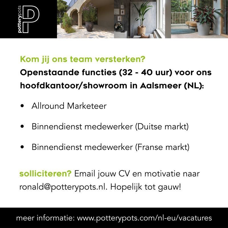 potterypots's tweet photo. Kom jij ons team versterken?
Meer informatie: https://t.co/VLnhQDKPg1
Hopelijk tot gauw!
#nieuwebaan #potterypots #collegas #aalsmeer #bedrijf #groothandel #vrijmibo #job #ondernemen #samenwerken #solliciteren #vacatures https://t.co/VU206X0zdn