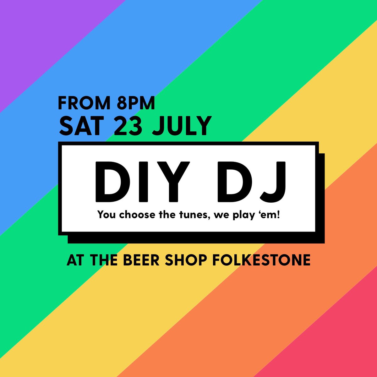 beershopfolke's tweet photo. It’s @pridefolkestone this Saturday and we’re bringing back our ever popular DIY DJ night 🙌 Kicking off at 8pm, you pick the tunes and we’ll play them!! HURRAH. 

#Beer #CraftBeer #DrinkLocal #Folkestone #BeerShopFolkestone #CraftNotCrap #Kent #LoveFolkestone #FolkestonePride https://t.co/gZIp5nslVg