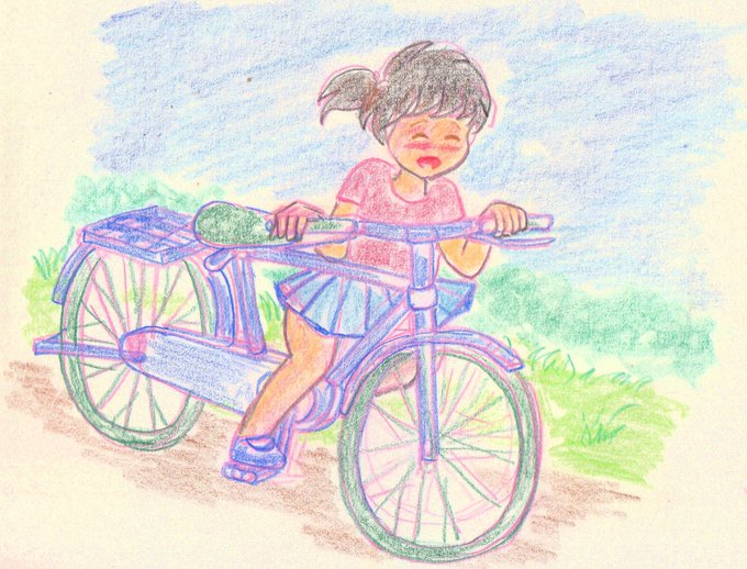 となりのトトロ 自転車 三角乗り