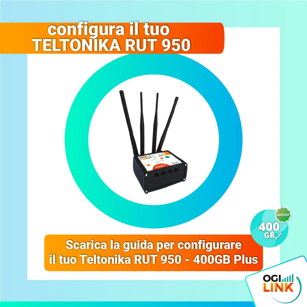 OGILink's tweet image. Hai sottoscritto online la tua 400GB plus scegliendo come router il 🔸Teltonika Rut 950? 🔸
👉🏼 Qui puoi trovare una comoda guida che contiene tutti i dettagli sulle configurazioni e sulle modalità di utilizzo. 
Scaricala a questo link: bit.ly/guida-teltonik…