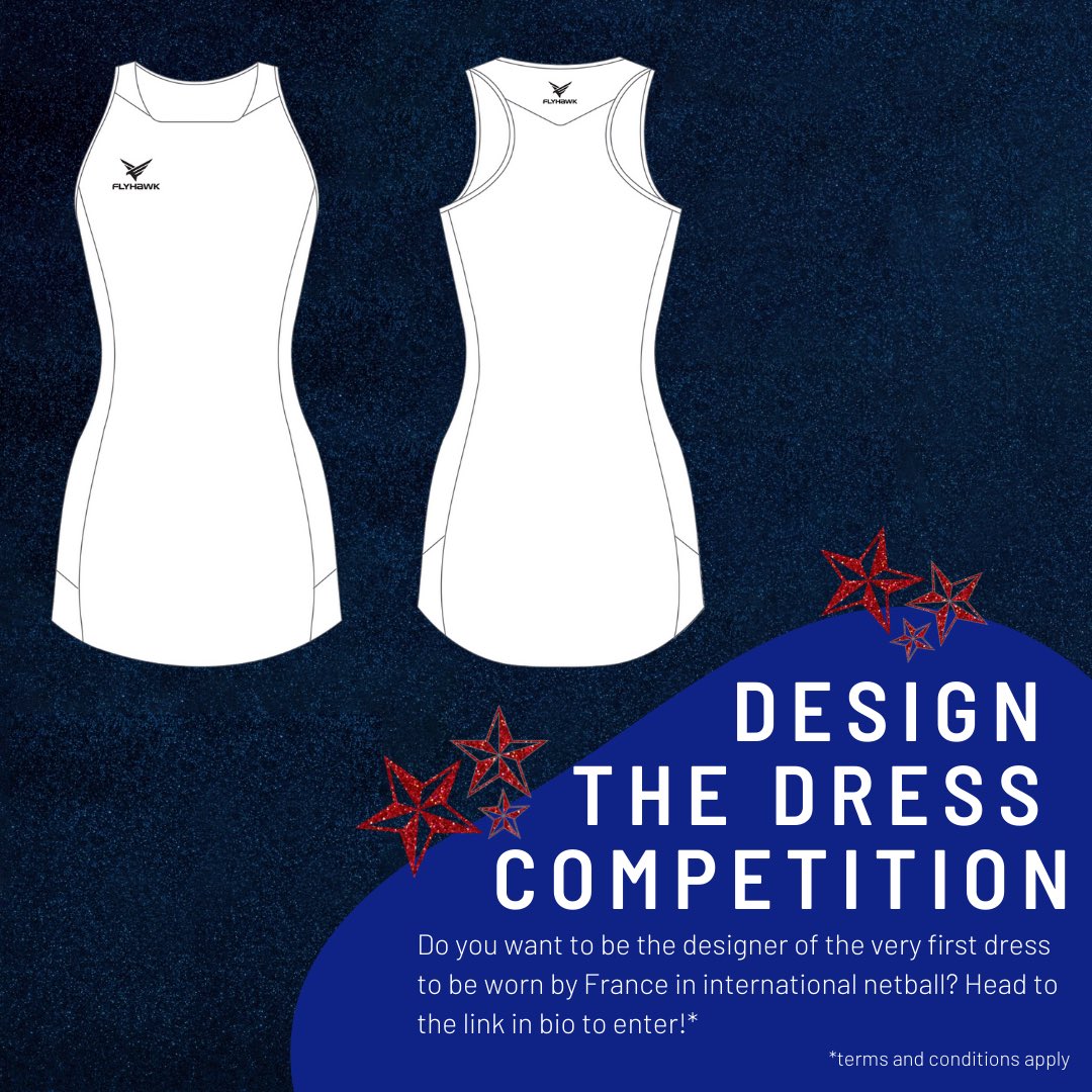 netballfrance's tweet image. Looking for something to do in this heatwave? 🥵 why not design some netty kit - you could be the designer of the first ever @FlyhawkNetball dress worn by @netballfrance in international competition! 😍 

Full details at the link in bio 🔗