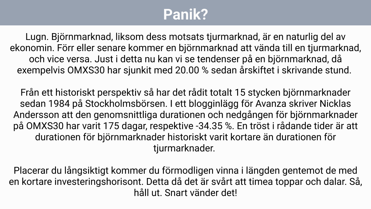 edgerfinance's tweet photo. Det har talats mycket om björnmarknader, även kallat bear markets, i forum och nyheter de
senaste månaderna. 🐻Vad är det egentligen? Hur ska man tänka som investerare? Vi reder ut detta i dagens inlägg! #bullish #bearmarket #bullmarket #aktier #fintech #crypto #finanstwitter https://t.co/imAkhe3JEm