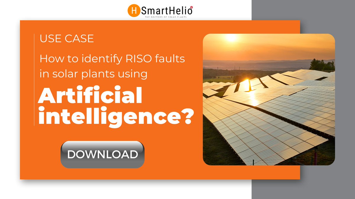 smarthelioIOT's tweet photo. RISO faults lead to #financialloss & also safety hazard. Such faults do not occur spontaneously but rather manifest over time as electrical insulation of #PVarray degrades
To know how #ArtificialIntelligence can identify RISO faults in #solarplants read: https://t.co/pBwkn4xa7W https://t.co/yWwiRvVQgE