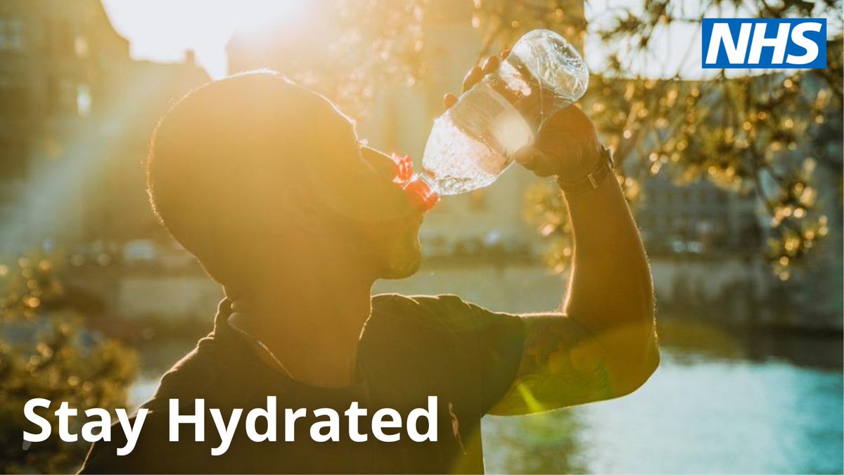 During the hot weather it's important to stay hydrated and remember to drink water regularly throughout the day. 

nhs.uk/live-well/seas…