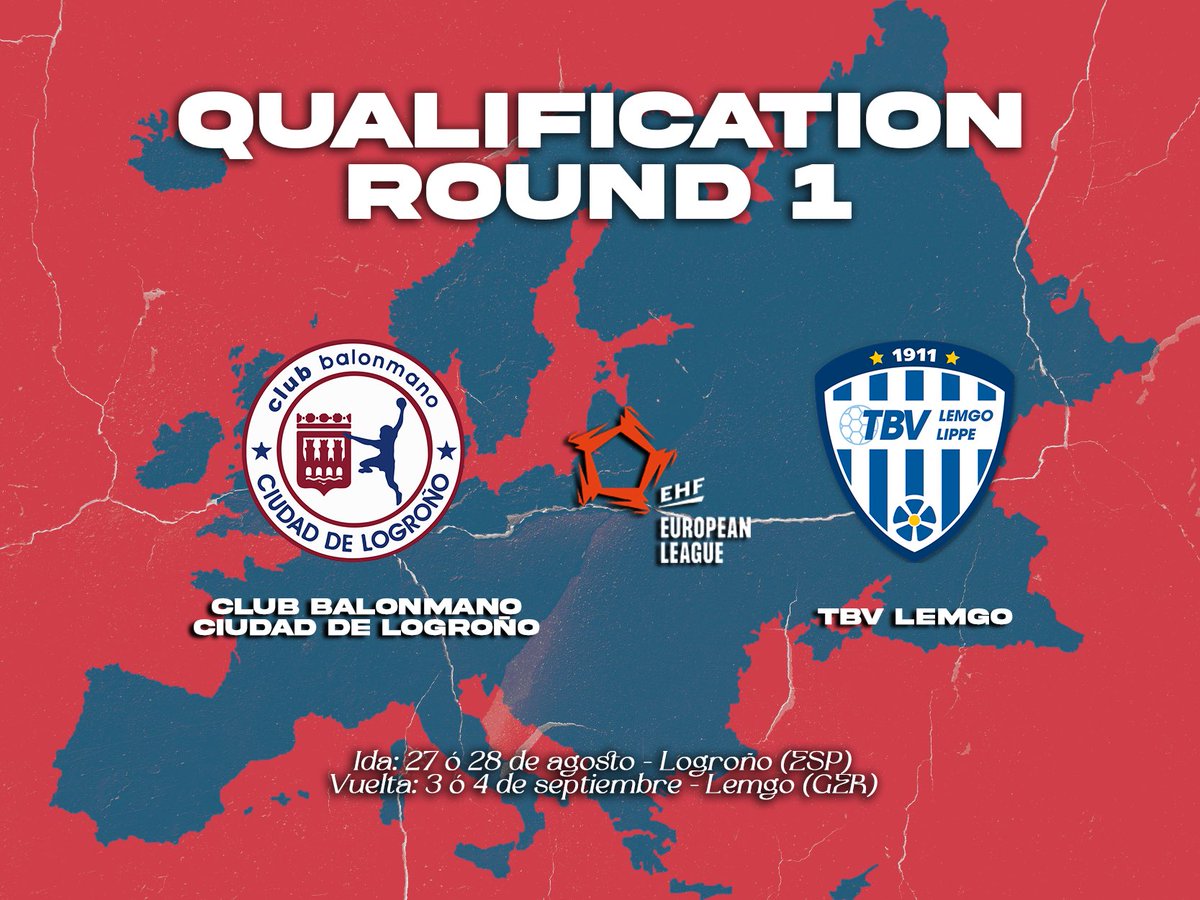 ➡️ Ya conocemos nuestro rival de Europa: <a href="/tbvlemgolippe/">TBV Lemgo Lippe</a> 

🤾🏻‍♂️ La ida se disputará el fin de semana del 27/28 de agosto en Logroño y la vuelta, una semana más tarde (3/4 septiembre) en Lemgo.

¡A ganar!🔥