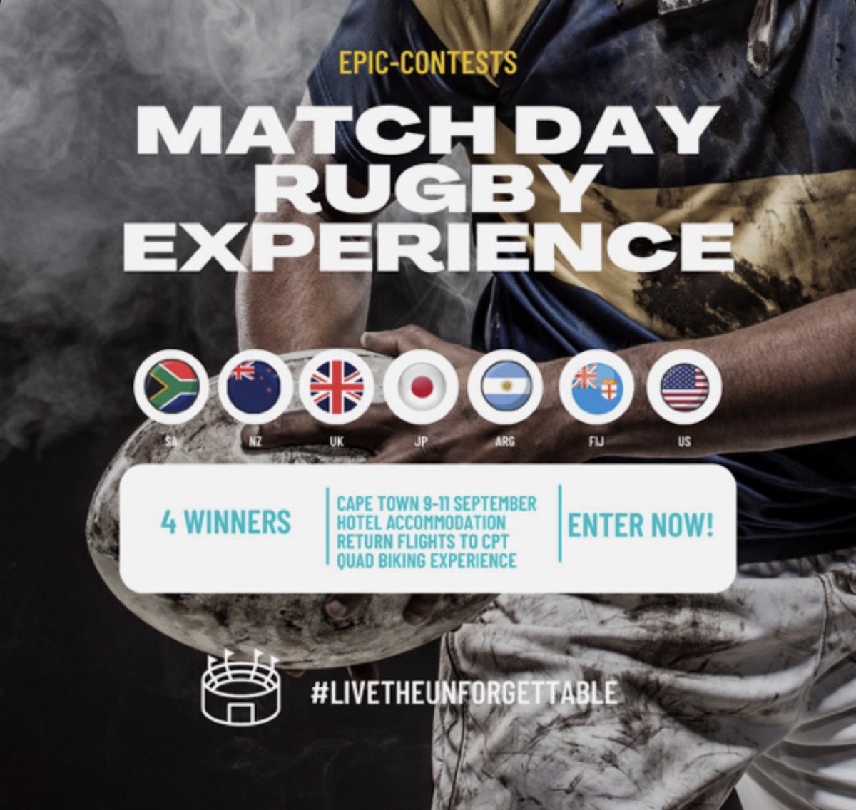 epic_contests's tweet photo. What's included?
Return flights to Cape Town
4-5* Hotel accommodation 
Breakfast daily
Match tickets available for 9-10 September to the sevens rugby world cup in Cape Town
Total winners: 4 individual winners
Travel dates: 09-11 September 2022
Hotel transfers https://t.co/injEHRh2YR