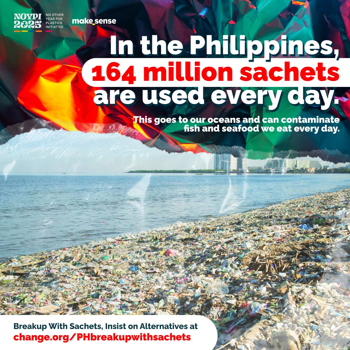 makesenseasia's tweet photo. Did you know that we use over 160 million sachets every day? Sachets are the biggest contributor to water pollution in the Philippines and can affect not just our marine resources but also our health.💔
Sign the petition to #BreakupWithSachets at 👉 https://t.co/tqIOMysZqS https://t.co/fPEwze1d6a