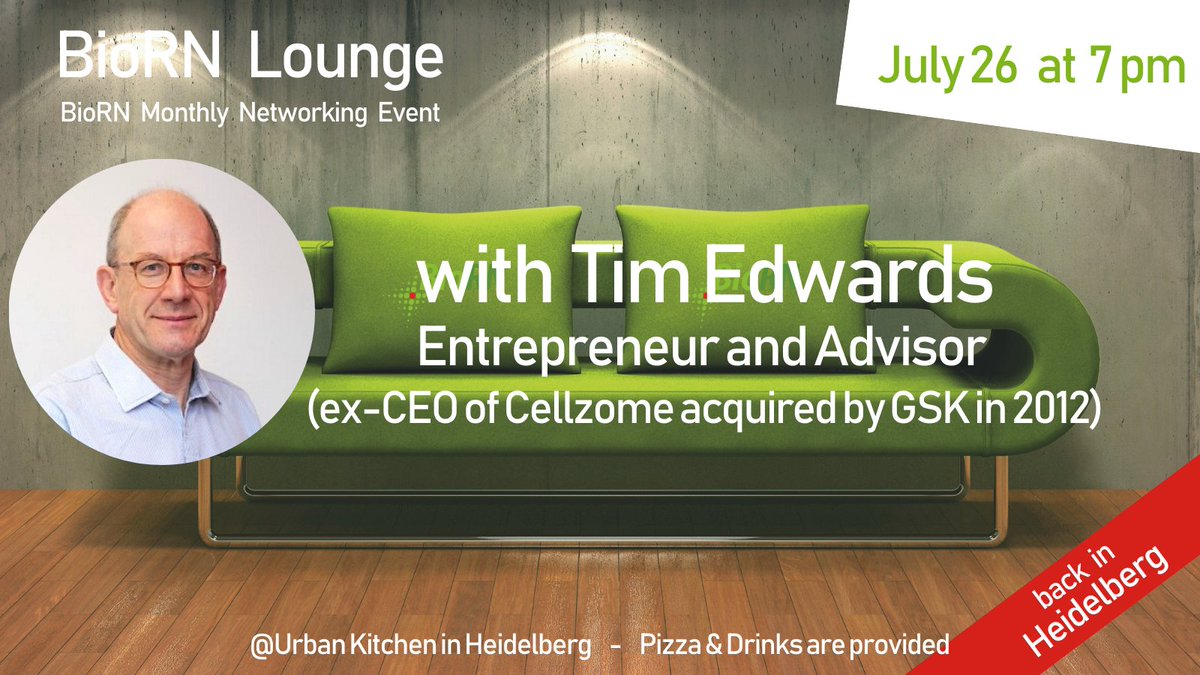BioRNCluster's tweet photo. ⏰ Cannot wait longer for next #BioRNLounge!
Tim Edwards is joining us for an open discussion about #strategies to start and grow a successful company ⏫!
👉 Join us in one week at 7 pm in Urban Kitchen #Heidelberg and discover the secret sauce to success!
https://t.co/ltPz49eWfR https://t.co/FUY9OdwYsr