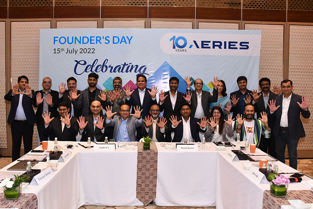 aeriestech's tweet photo. It was a day to cherish and set a new milestone. Here are a few glimpses from the Founder's day celebration we had with our Senior Executive Team, leadership team, and employees to celebrate our 10th Anniversary.  #10yearsofAeries  #LifeatAeries https://t.co/zFLotZ9OQs