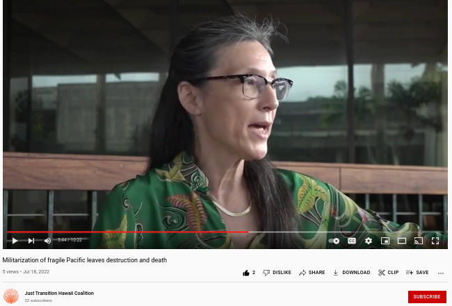 KeepSpace4Peace's tweet photo. GN's Koohan Paik-Mander speaks from her deep knowledge of the use of Hawaiian lands &amp; water for warmongering, preparations for war on China, Red Hill fuel storage &amp; more.

#StopRIMPAC
#cancelRIMPAC
#NoWarwithChina https://t.co/dYgj8ArTId
