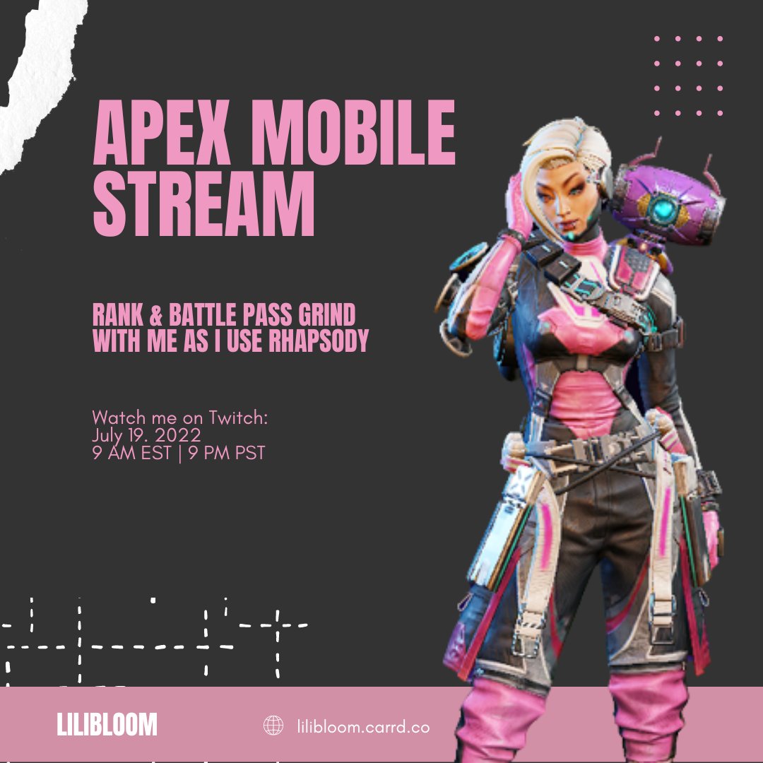 lilibloom_'s tweet photo. Watch me rank up to Platinum with Rhapsody on stream. Live now: https://t.co/CWIo3UnOPu <3
#apexm #apexmobilelegendsmobile #twitchstreamer #mobilecommunity #smallstreamers https://t.co/iFA4ZrIBtH
