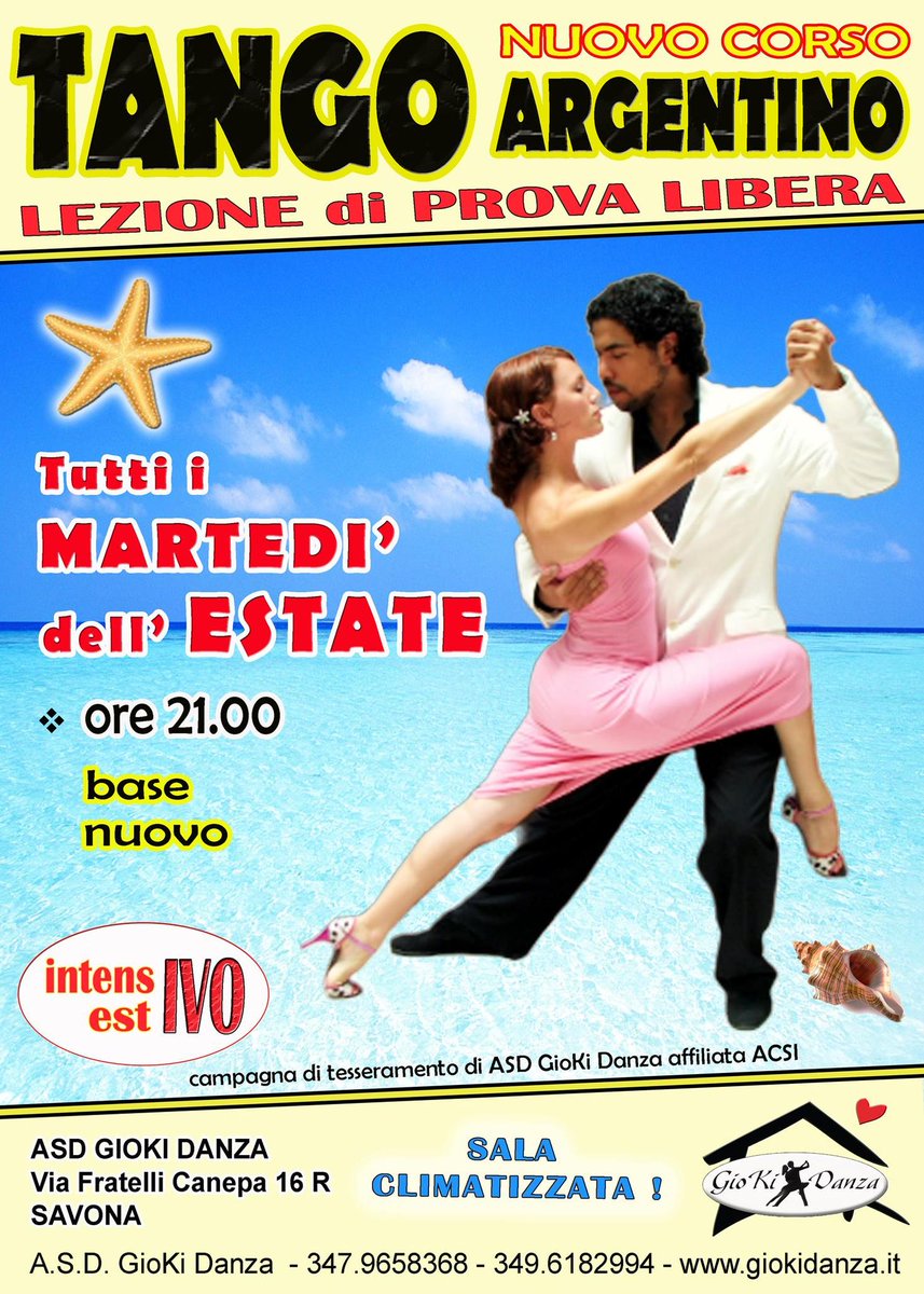 giokitango's tweet image. Vuoi imparare  il tango durante l'estate? Martedì 21h, vieni a provare. Non devi essere sempre presente. Al corso base intensivo - estivo puoi partecipare quando vuoi, durante l'estate. Prenotazioni al 3479658368. SAVONA.  SCUOLA GIOKI TANGO, via Fratelli Canepa, 16 R  #tango