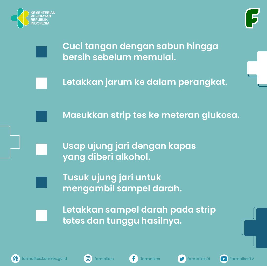 farmalkesRI's tweet photo. Sobat Sehat, ada yang pernah cek kandungan gula dalam darah?
Berikut cara penggunaan glukometer supaya kamu bisa melakukan cek gula darah secara mandiri. Yuk disimak.
Salam Sehat!
#KemenkesRI #FarmalkesRI #SayaPilihSehat #cekguladarah #glukometer https://t.co/u729ukHzGM