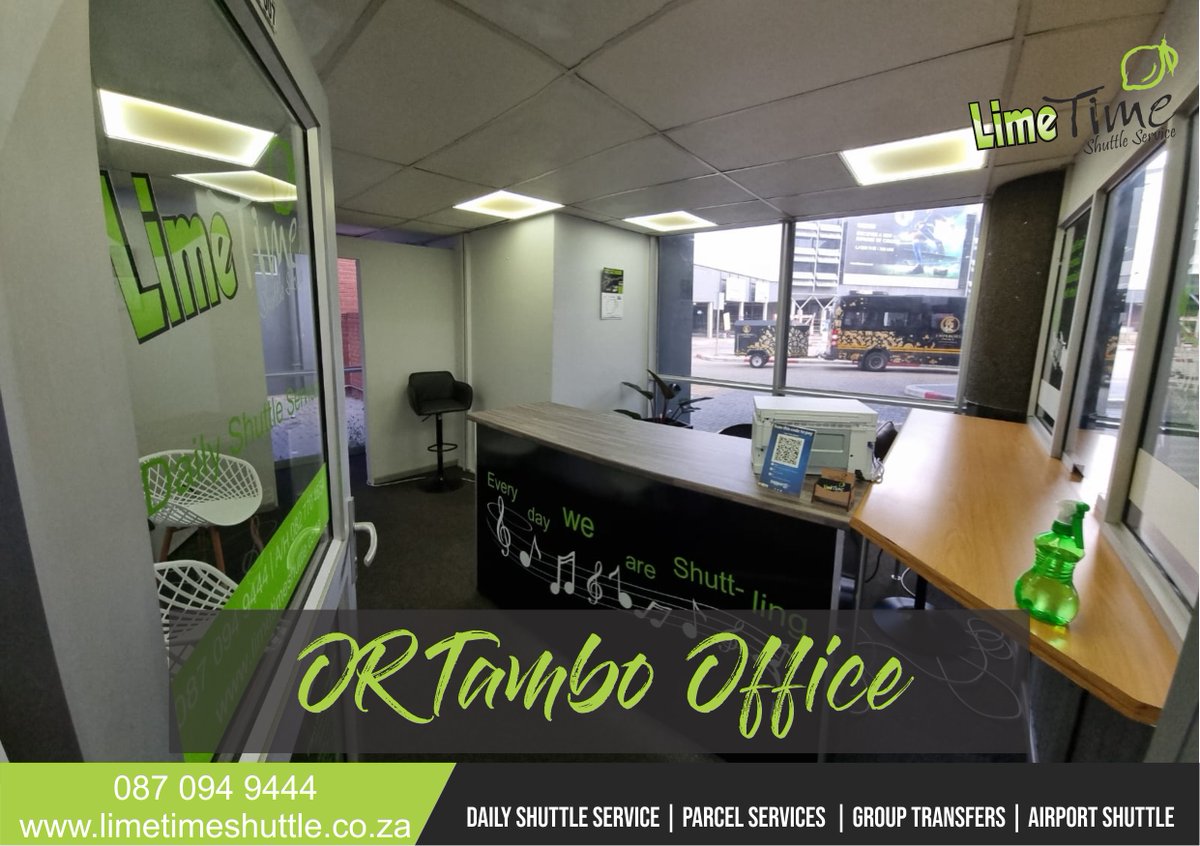 LimeTimeShuttle's tweet photo. Offices at Nelspruit & OR Tambo
https://t.co/kfmQBAWnPt
#limetimeshuttle #shuttleservice #safety #comfort #service #ortambo #boksburg #potch #potchefstroom #klerksdorp #carltonville #welkom #kroonstad #bloemfontein #whiteriver #nelspruit #ngodwana #machado #belfast #alzu https://t.co/J80PxK9Bap