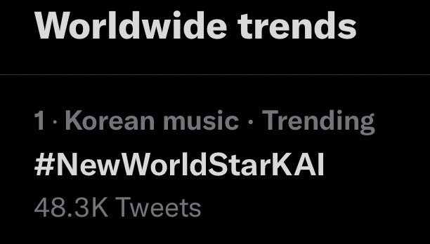 StationKAI's tweet photo. CONGRATULATIONS KAI 
#NewWorldStarKai made it to the top! 

We are now trending No. 1  Worldwide!  🔥

#KAI #카이 https://t.co/fJzFCg8XEY