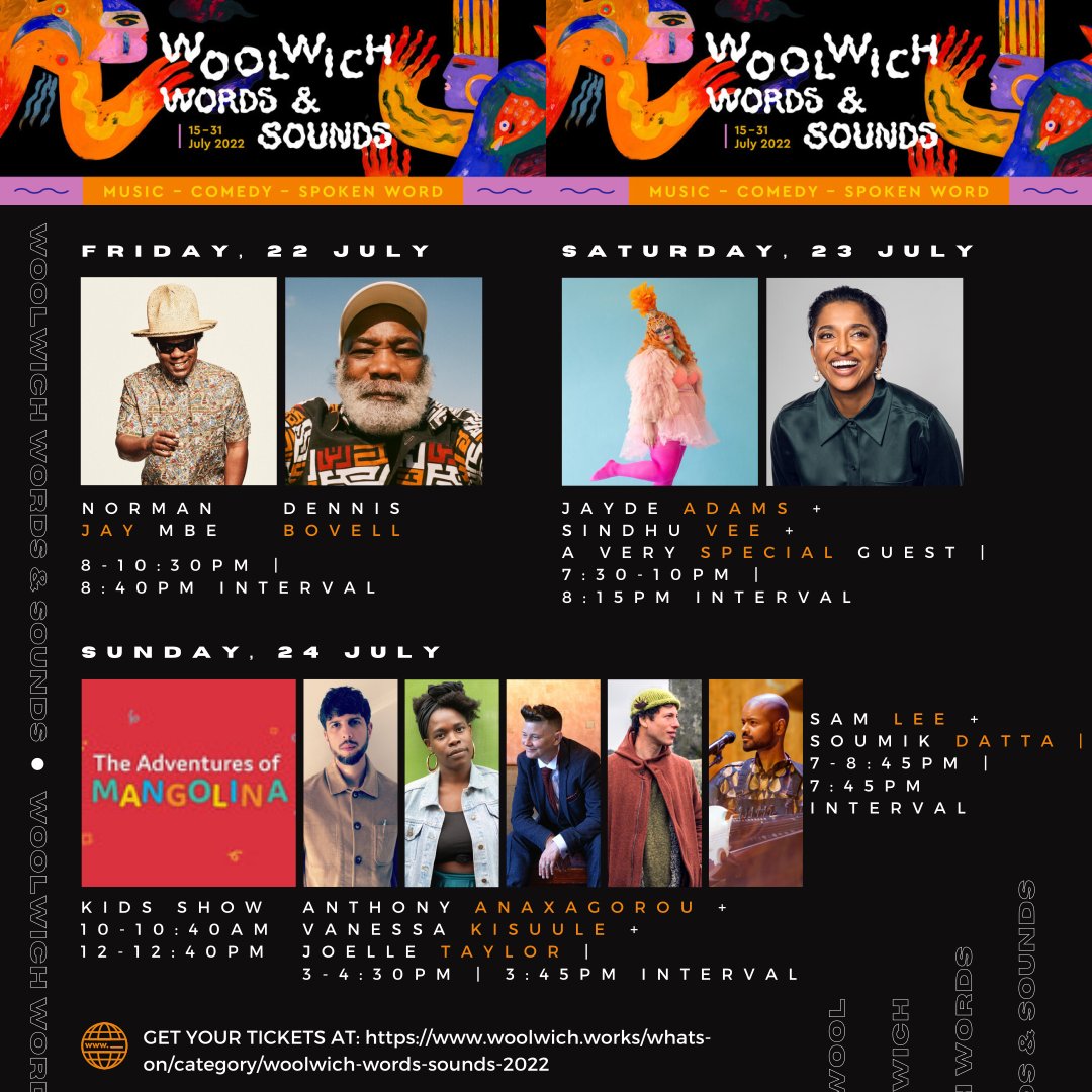 What a weekend to kick-off the @woolwich_works Woolwich Words & Sounds Festival, but we’re only getting started! This week is full of plenty more exciting performances from talented artists. So much to choose from🤯. You definitely don’t want to miss out! #festival #Summer2022
