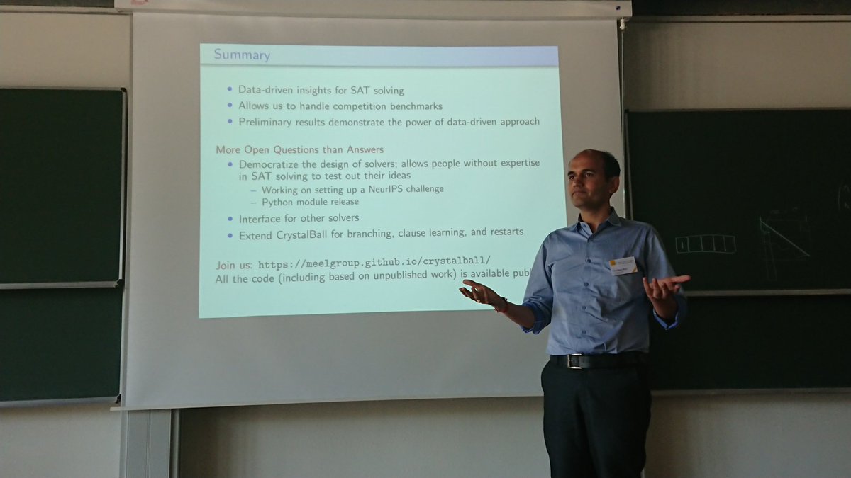 GMartius's tweet image. Kuldeep Meel is taking about using Machine learning to improve SAT solvers. #Dagstuhl seminar on ML and Logic.