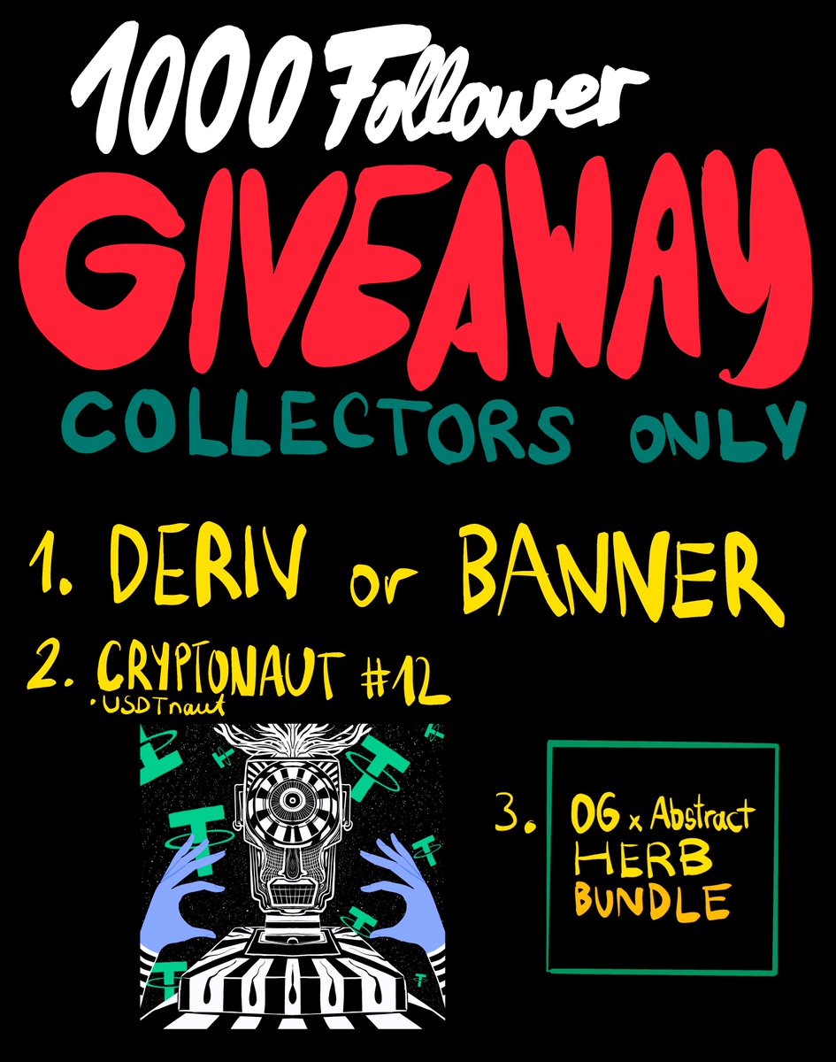 DrGrinspooon's tweet photo. Collector Giveaway 
thank you!

what a crazy few months.
i met so many awesome people during this time who keeps me motivated all the time
i want to give something back to those who are trusting me and my art

just 💛&amp; RT 
post your fav. Art piece in the comments 

Friday 6PM CET https://t.co/Ng1Kzl12P5