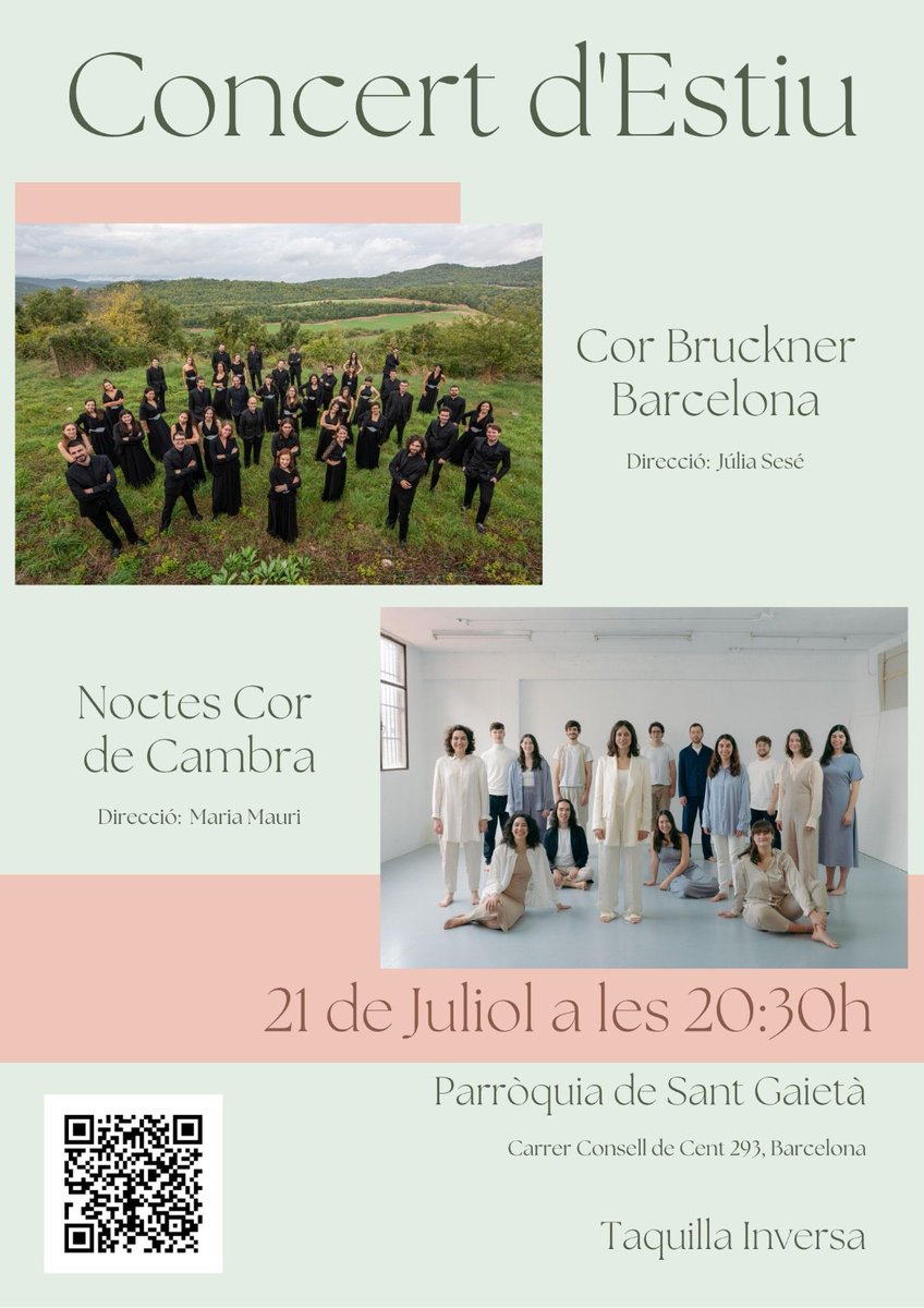 No us perdeu el proper concert que fem conjuntament amb <a href="/CorBruckner/">Cor Bruckner Barcelona</a> 💙 obres de M. Oltra, E. Rautavaara i F. Martin, entre d'altres. Dijous a les 20:30 a la Parròquia  de Sant Gaietà de Barcelona 💫