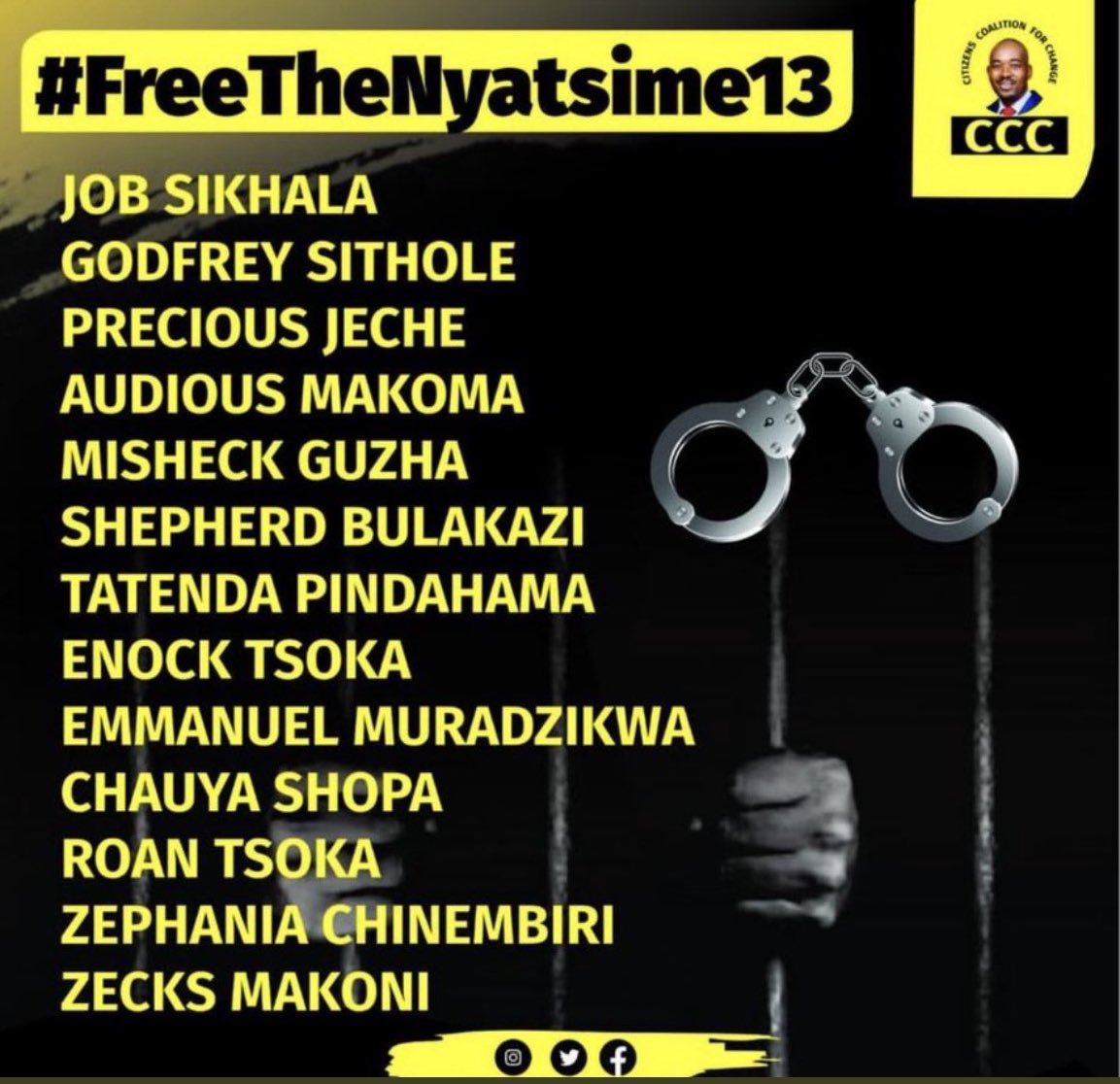 @MoJLPA @nickmangwana @psczimbabwe @FinanceZw @InfoMinZW @MinistryofTID @MoFA_ZW These 13 here are victims of injustice. They have been wondering for weeks now whether there is something called justice in Zimbabwe. Who will hear their voices??