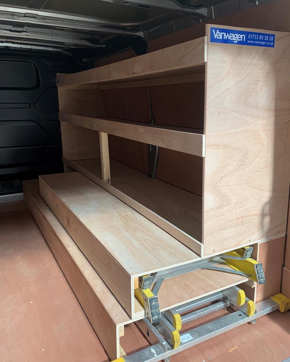 vanwagenuk's tweet photo. 👉🏼Recent bespoke ply shelving install.

👌🏼Ford Custom Lwb with 2 x ladder stores and 2 tier ply shelving above.

That was one big ladder 🪜 to find a home for but we did it 👍🏻

#plyshelving #woodracking #fordracking #happycustomer #fleetvans #vanwagen #customercare #vanply https://t.co/J7Nq4Aevl6