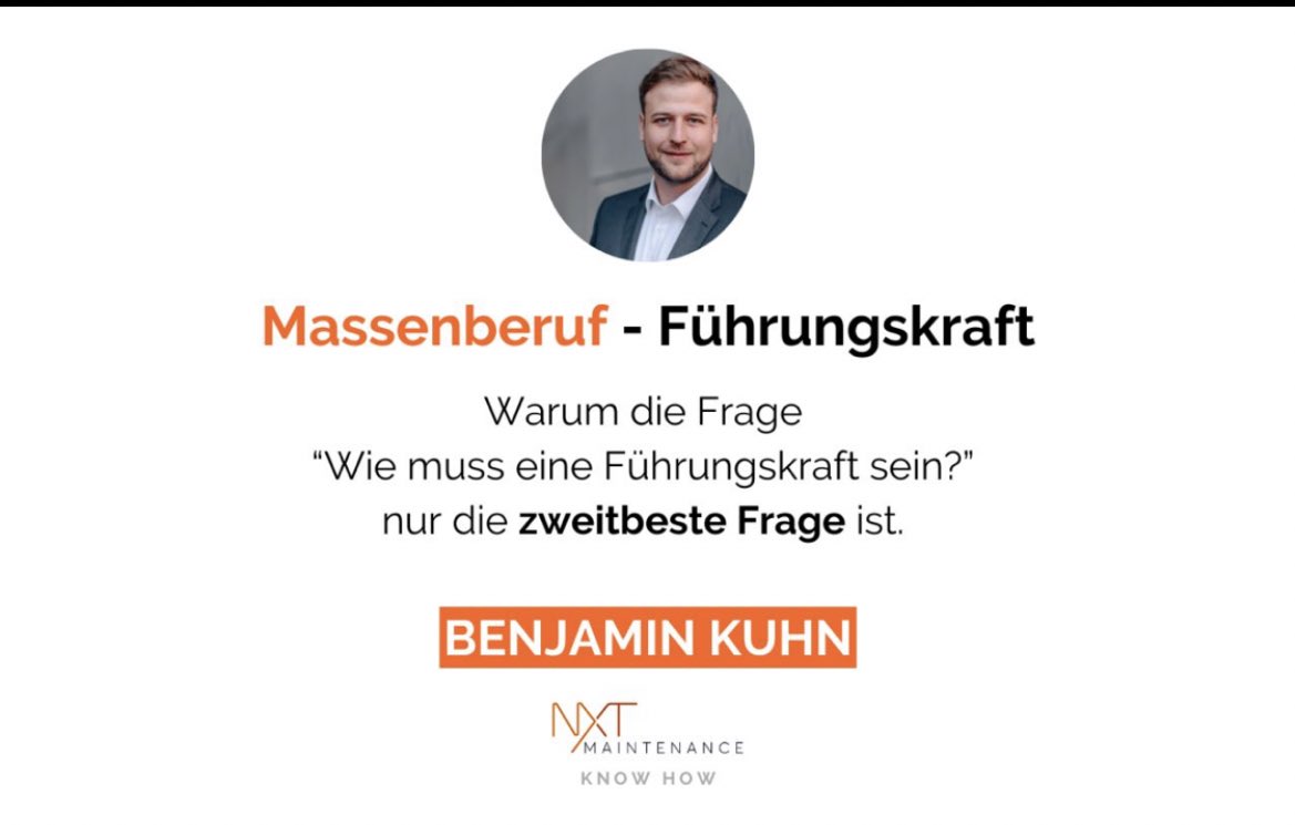 Vom #Techniker direkt in die #Mitarbeiterführung?

Lesen Sie welche Prinzipien, Aufgaben und Werkzeuge wirksames #führen erzeugen 

nxtmaintenance.de/massenberuf-fu…

 #leadership #maintenance #instandhaltung #Management #führungskraft #coaching #Beratung #consulting #hr #meister