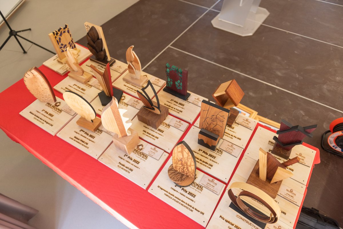 CTer_co's tweet photo. #ActuClient 🏆 16 trophées en bois réalisés par les élèves du lycée des métiers d’art de Coarraze ! A l'occasion du Prix Régional de la Construction Bois, @fiboisNA a souhaité récompenser les lauréats avec des trophées élaborés par ces élèves. 
@Sudouest 
https://t.co/cas5xQo12K https://t.co/oUFBZCPrPz