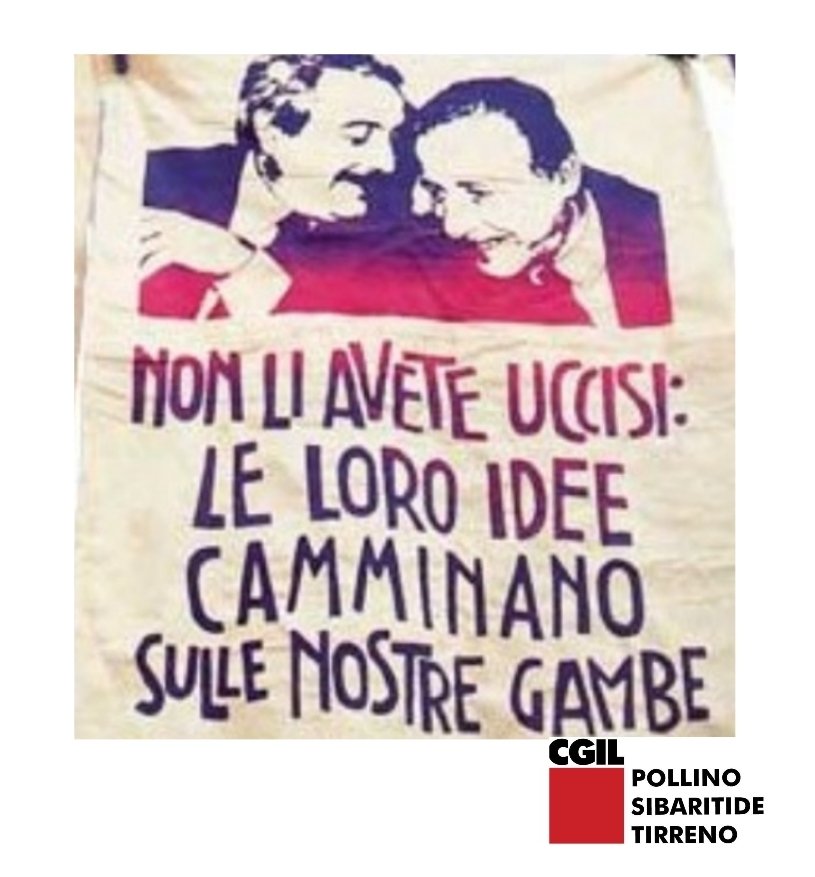 cgilpollino's tweet photo. A 30 anni dalle stragi di Capaci e di Via D’Amelio, continuo e costante l'impegno della @cgilpollino per la diffusione #legalità chiediamo si possa ricercare la #verità per non vanificare il #sacrificio delle morti e si chiariscano le responsabilità della #mafia e dello #stato. https://t.co/3cwqap1VVk