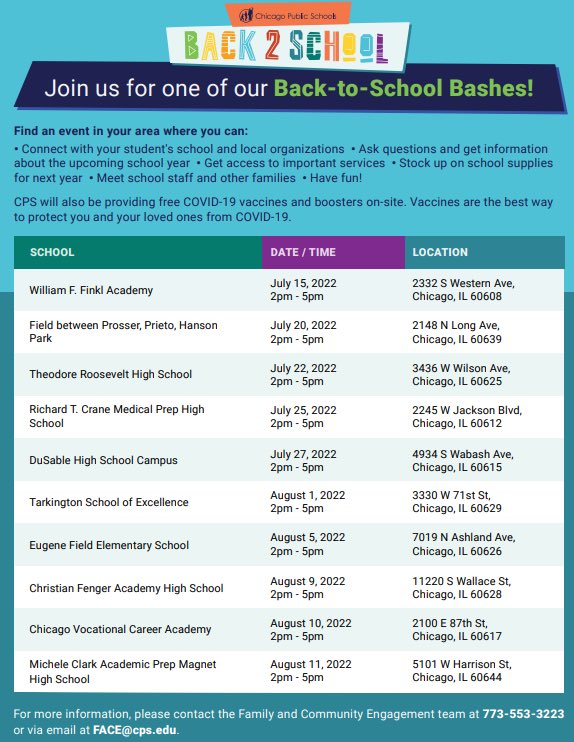 Join us for one of our Back-to-School Bashes! @ChiPubSchools @cps__face