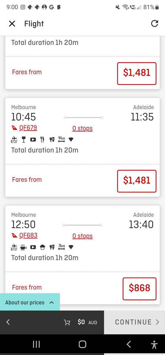I have to race back to Adelaide tomorrow-family emergency. Just checked with Qantas. This is what I found. I think the word I am looking for is gouging.