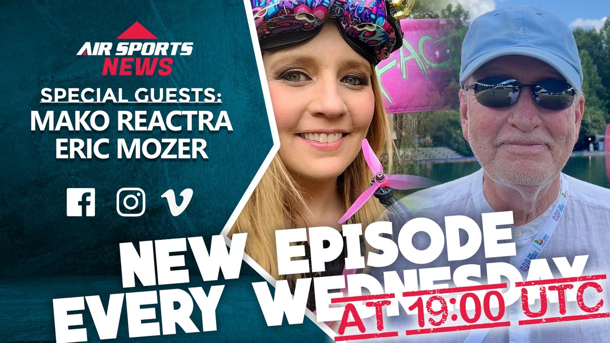 Join us Wednesday 1900UTC for season 12 episode 09 of #airsportsnews with special guests fresh from <a href="/twg2022/">The World Games 2022 Birmingham</a> #fpvdroneracing pilot <a href="/makoreactra/">Makoreactra</a> and <a href="/airsports/">Air Sports Net</a>.fai deputy president <a href="/ericmozer/">Eric Mozer</a> with your host <a href="/regantetlow/">Regan Tetlow</a> #airsportsnews #a#airsportspromotion #airsportsfan